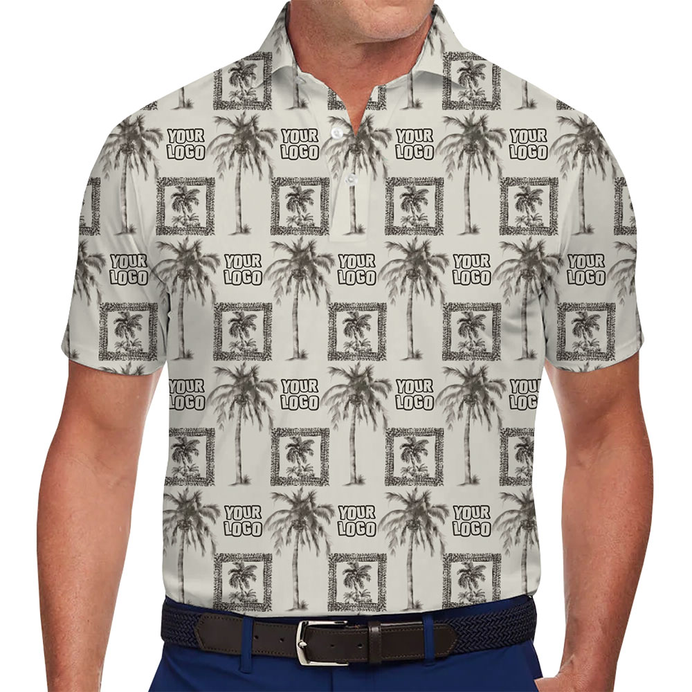 Retro Tropical Palm Tree Polo Shirt With Your Logo - variant image 1