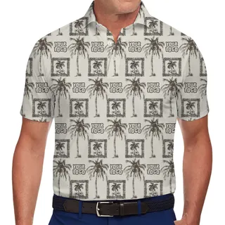 Retro Tropical Palm Tree Polo Shirt With Your Logo