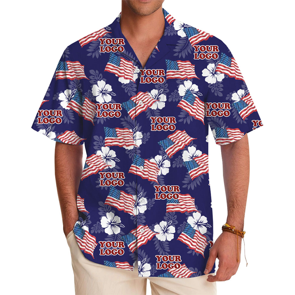Custom Logo Patriotic Hawaiian Shirt With Preview - variant image 1