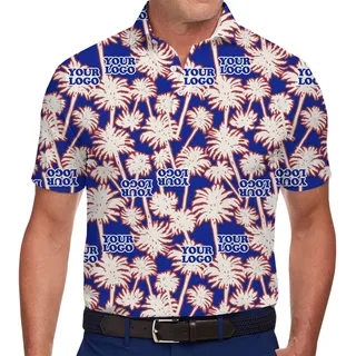 Custom Logo Palm Paradise Collared Polo Shirt