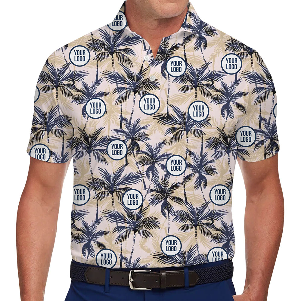 Palm Leaf Tropical Polo Shirt With Custom Business Logo - variant image 1