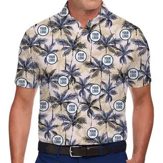 Palm Leaf Tropical Polo Shirt With Custom Business Logo