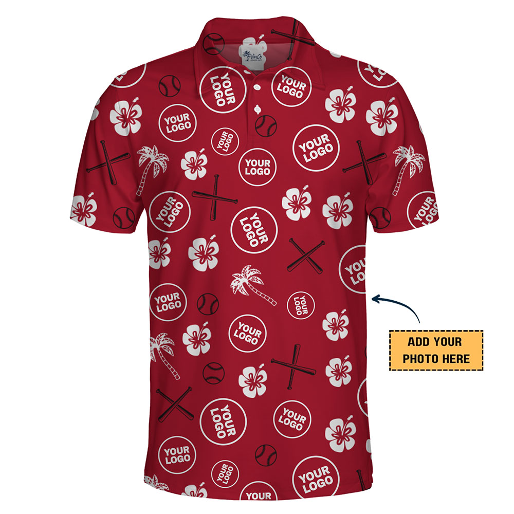 Personalized Red Polo Shirt with Logo and Hawaiian Sports Style