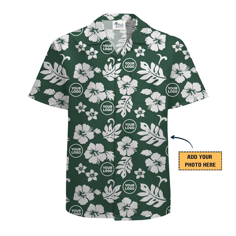 Green Hibiscus Flower Shirt With Custom Photo