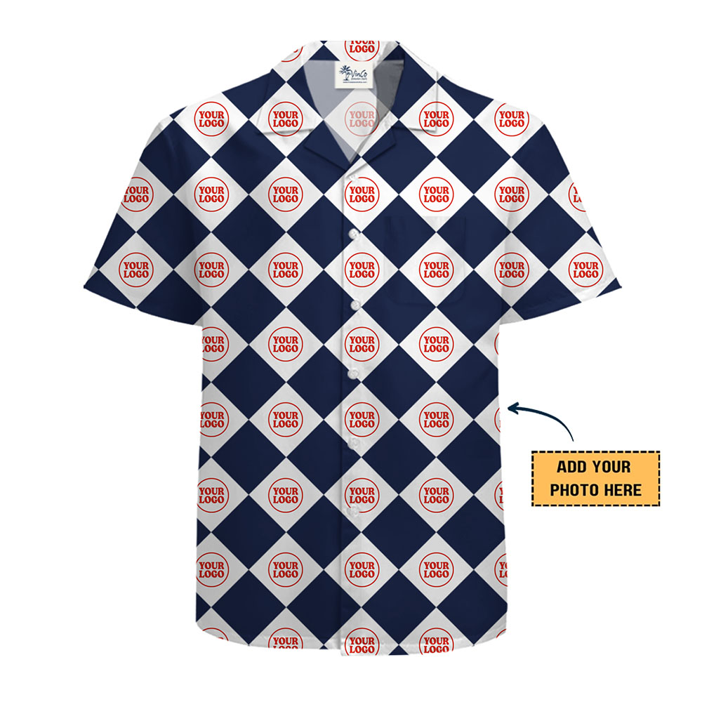 [12 Colors] Navy Argyle Hawaiian Shirt With Custom Logo