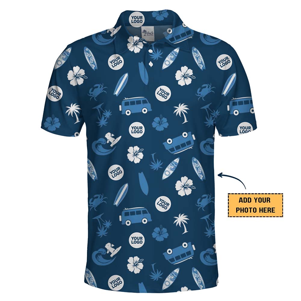 Custom Blue Beach Polo Shirts With Instant Preview