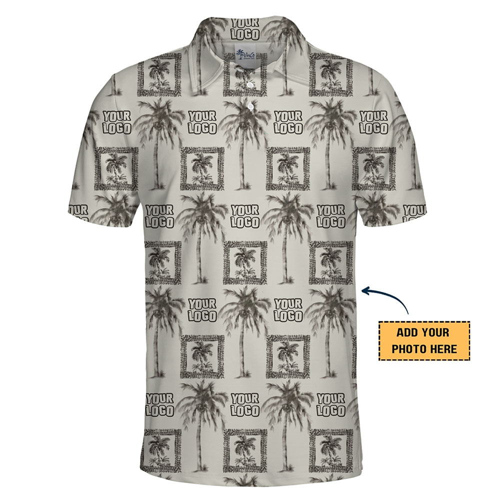 Retro Tropical Palm Tree Polo Shirt With Your Logo
