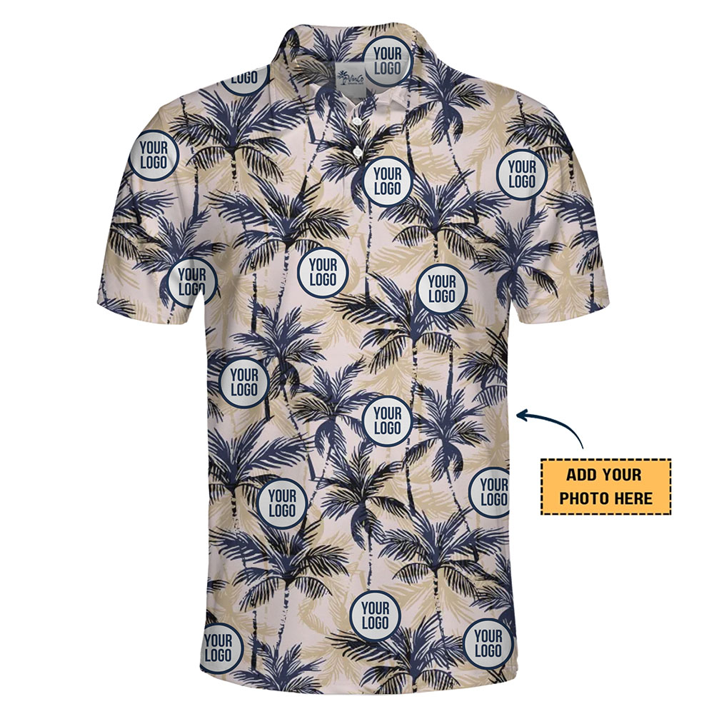 Palm Leaf Tropical Polo Shirt With Custom Business Logo