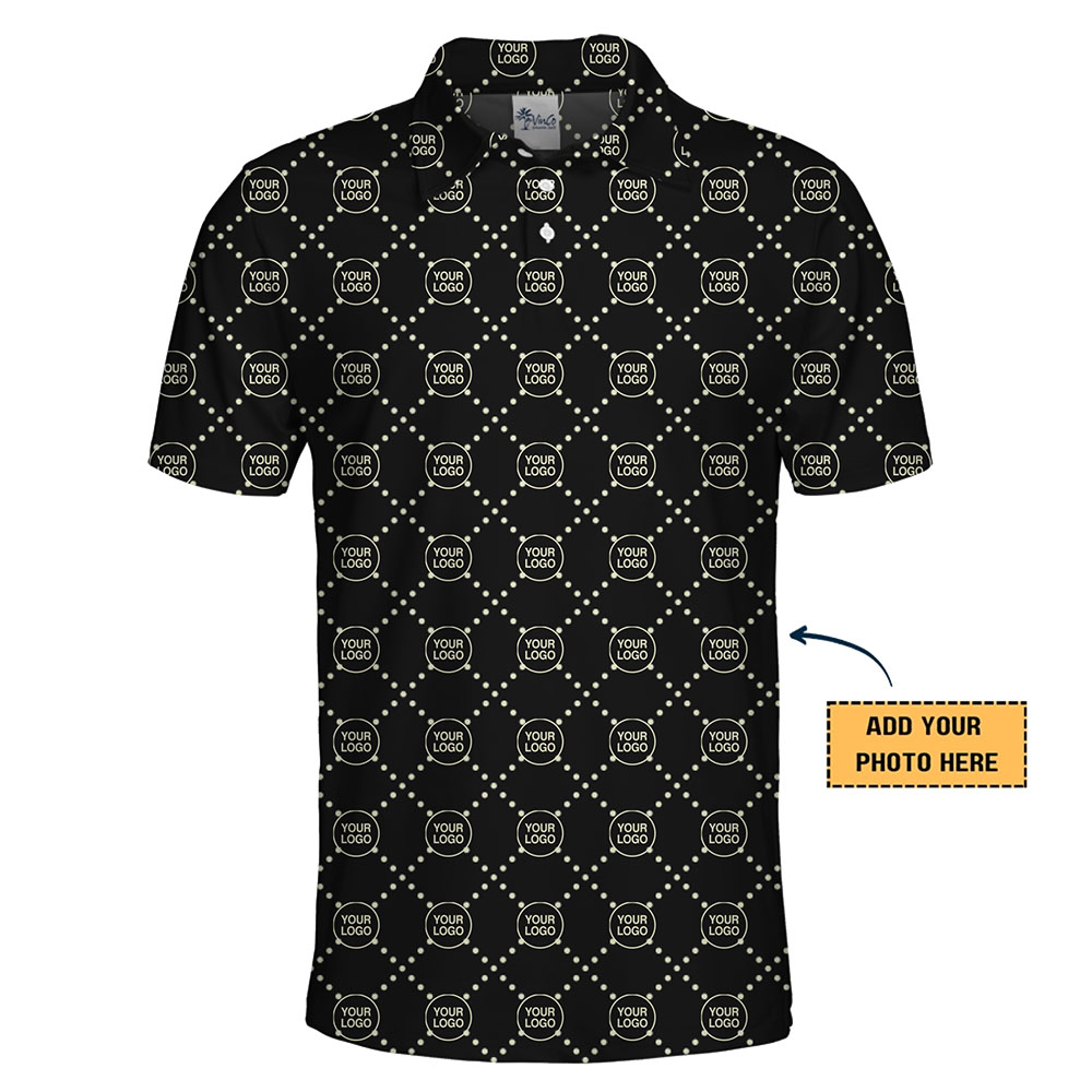 Classic Custom Logo Grid Collared Polo Shirt