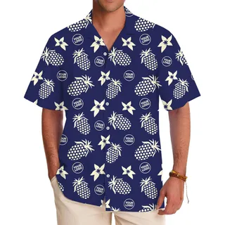 Custom Logo Pineapple Hawaiian Shirt With Live Preview