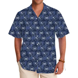 Your Logo on a Stylish Floral Hawaiian Shirt with Live Preview