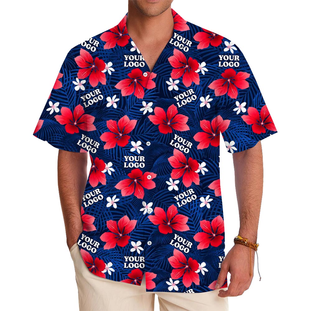 Customized Hibiscus Hawaiian Shirt with Logo Integration - variant image 1