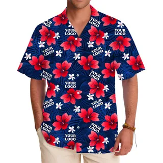 Customized Hibiscus Hawaiian Shirt with Logo Integration