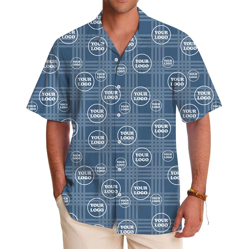Unique Custom Logo Plaid Style Hawaiian Shirt Live Preview - variant image 1