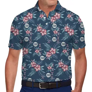 Team Polo Shirt with Tropical Flowers – Custom Logo Event Apparel with Live Preview