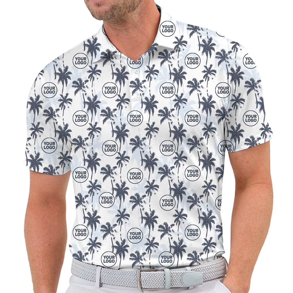 Tropical Business Polo Shirt – White Collared Shirt with Custom Logo and Live Preview - variant image 1