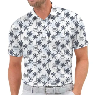 Tropical Business Polo Shirt – White Collared Shirt with Custom Logo and Live Preview