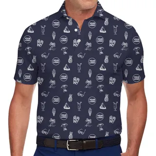 Custom Nautical Polo Shirt With Logo - Beach Icon Print