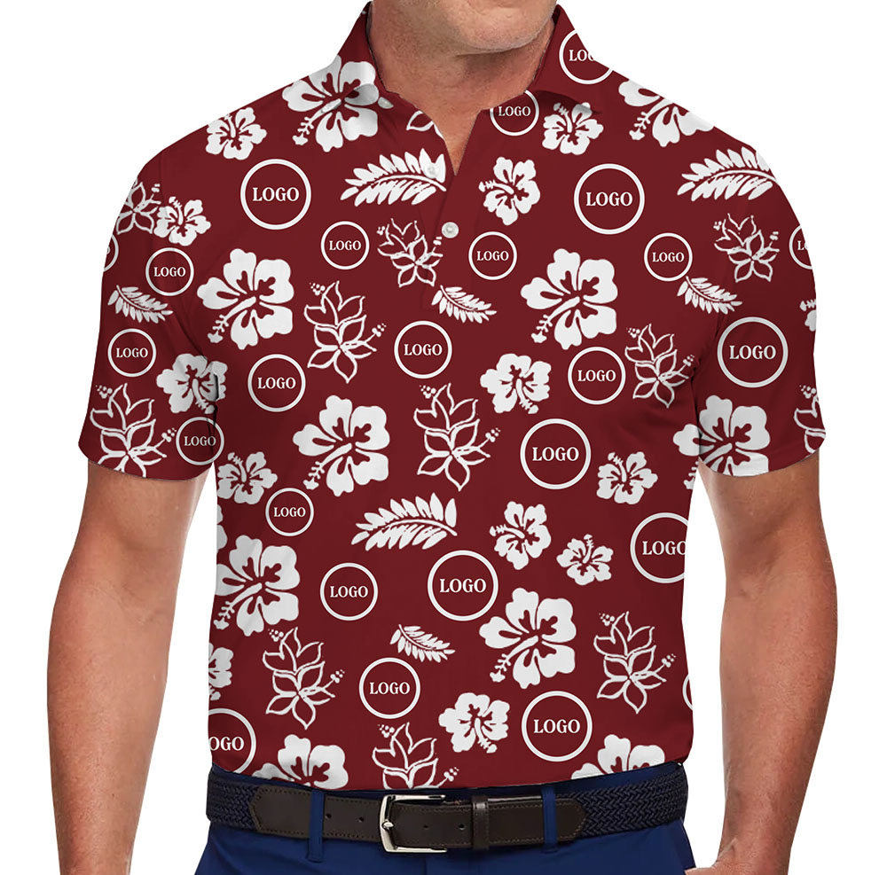 Custom Floral Polo Shirt With Company Logo and Color - variant image 1