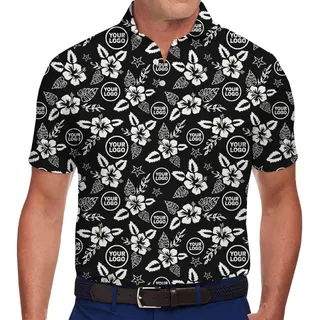 Basic Hibiscus Polo Shirts With Plus Size And Custom Logo