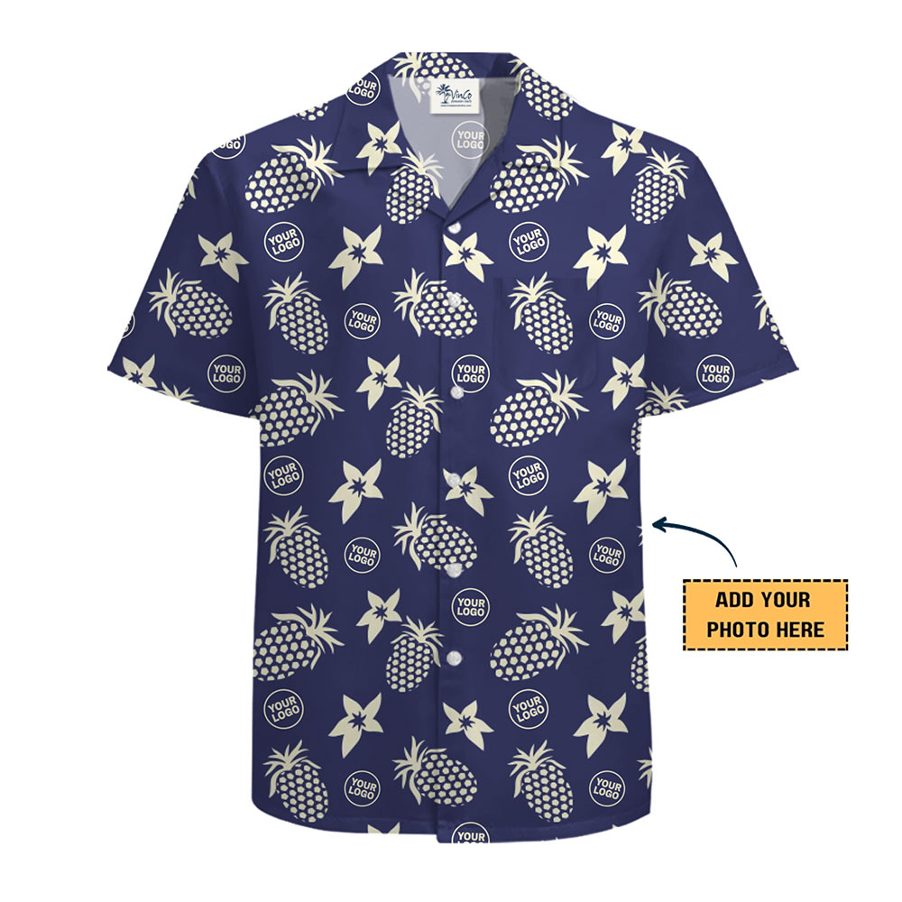 Custom Logo Pineapple Hawaiian Shirt With Live Preview