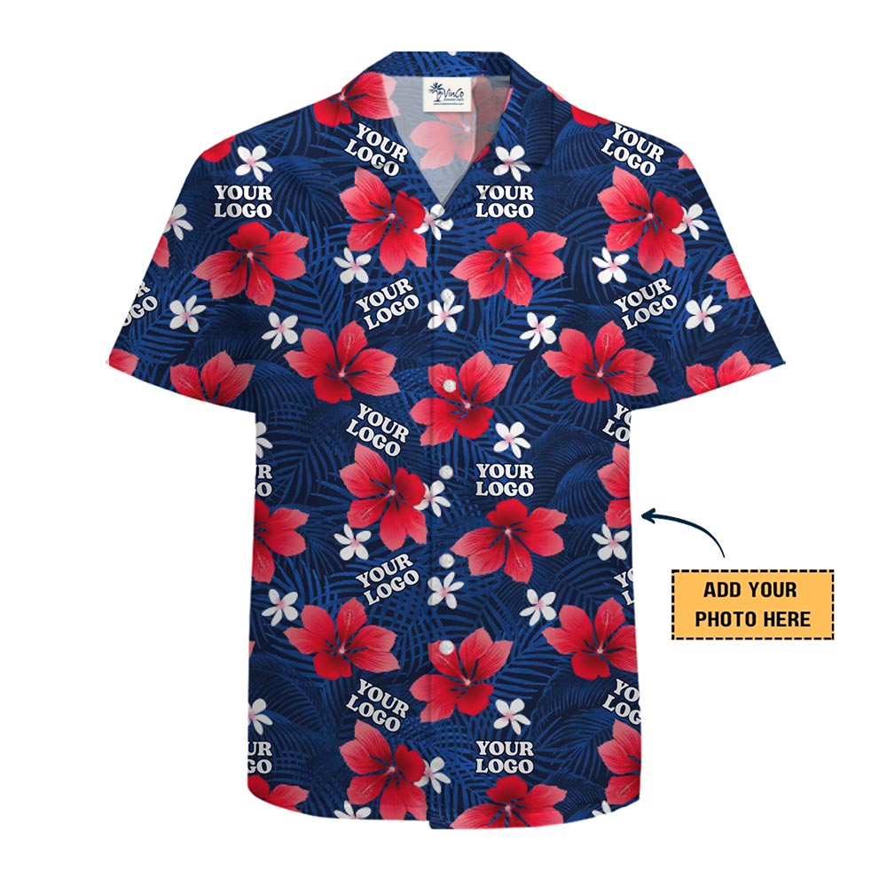 Customized Hibiscus Hawaiian Shirt with Logo Integration