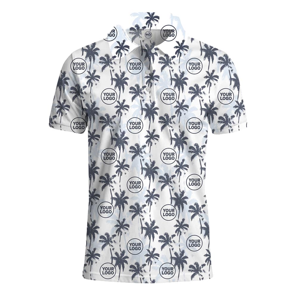 Tropical Business Polo Shirt – White Collared Shirt with Custom Logo and Live Preview