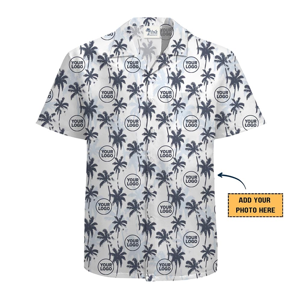 White Tropical Aloha Shirt with Company Logo – Personalized Team Uniform