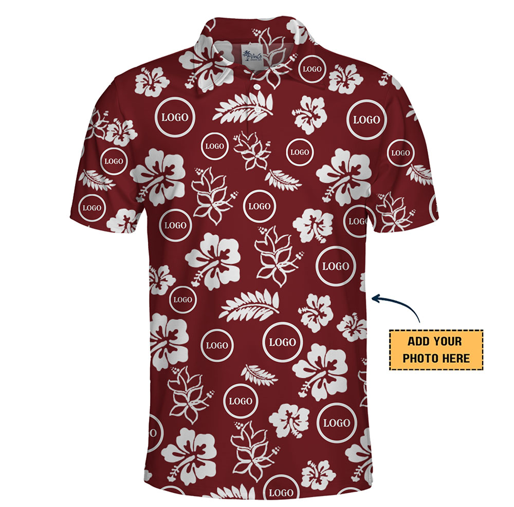 Custom Floral Polo Shirt With Company Logo and Color