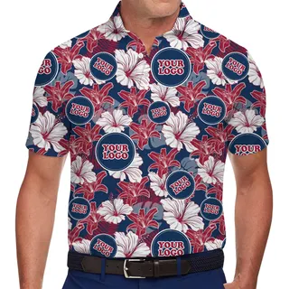 Custom Logo Patriotic Hibiscus Polo Shirt