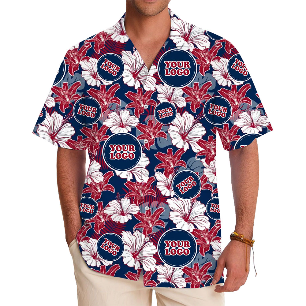Custom Logo Patriotic Hibiscus Hawaiian Shirt - variant image 1