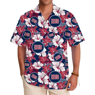 Custom Logo Patriotic Hibiscus Hawaiian Shirt