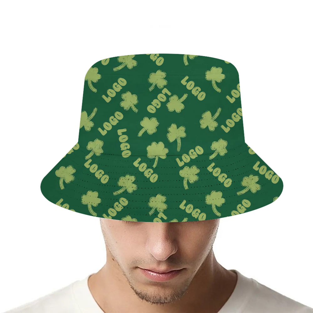 Festive Custom Logo Shamrock Bucket Hat - variant image 1