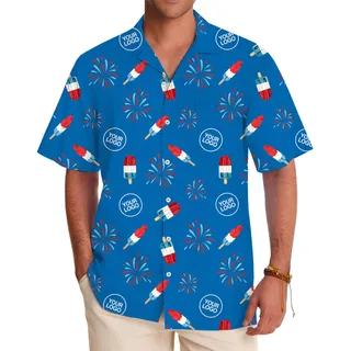 Custom Logo Fireworks Hawaiian Shirt