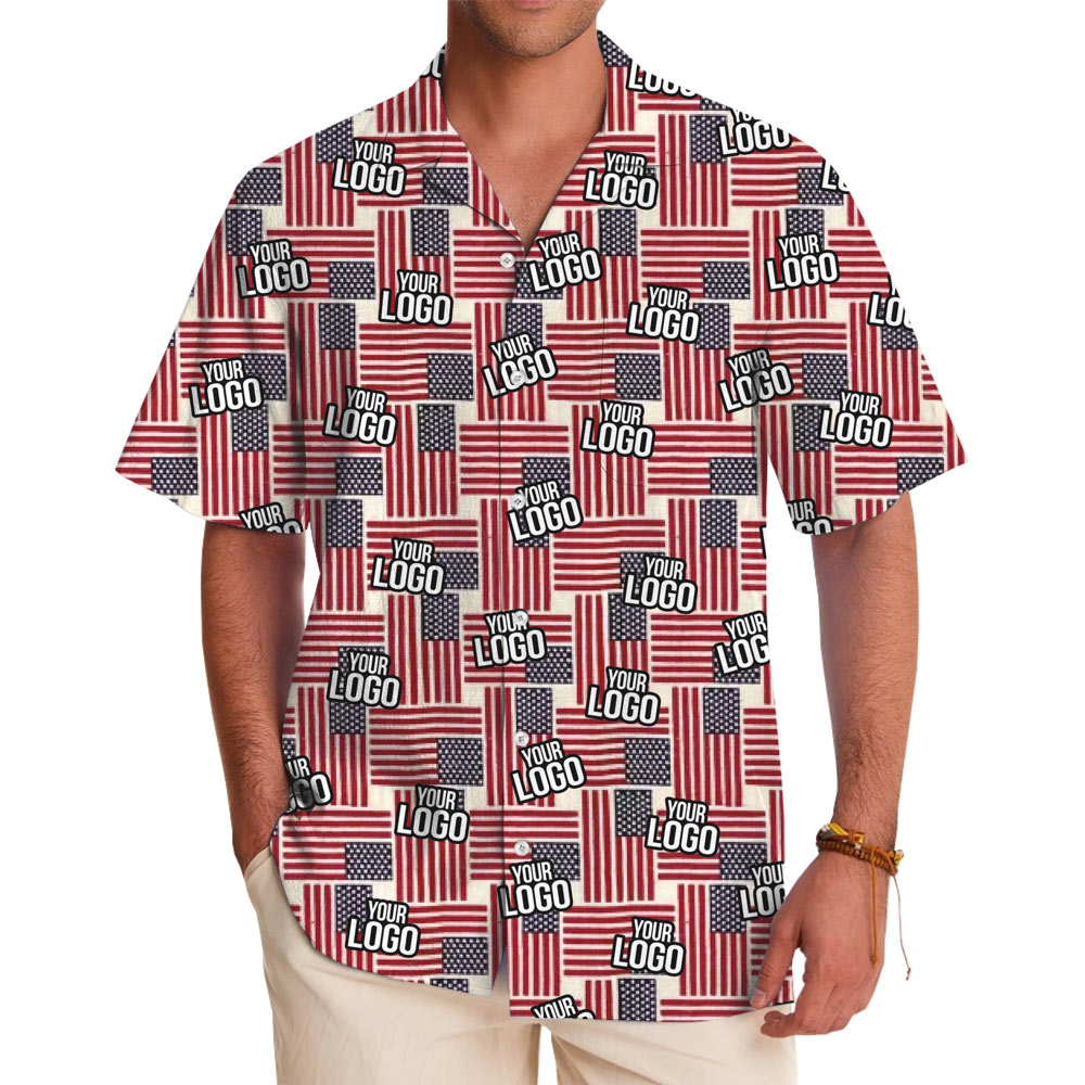 Custom Logo American Flag Hawaiian Shirt - variant image 1