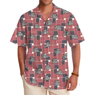 Custom Logo American Flag Hawaiian Shirt