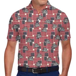Patriotic Logo Print Collared Polo Shirt