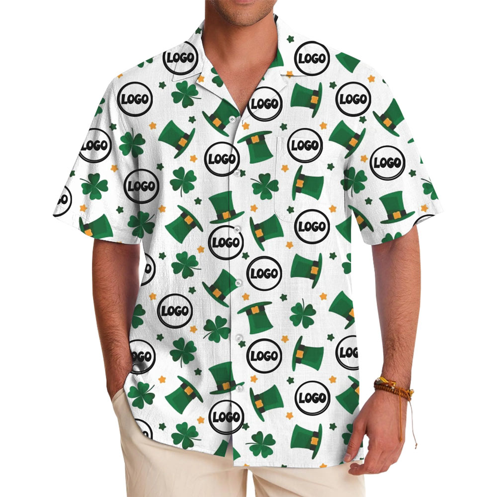 [Live Preview] Hawaiian Shirt St. Patrick Custom Logo Lucky Shamrock - variant image 1