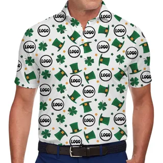 [Live Preview] Lucky Shamrock Custom Logo Polo Shirt St. Patrick