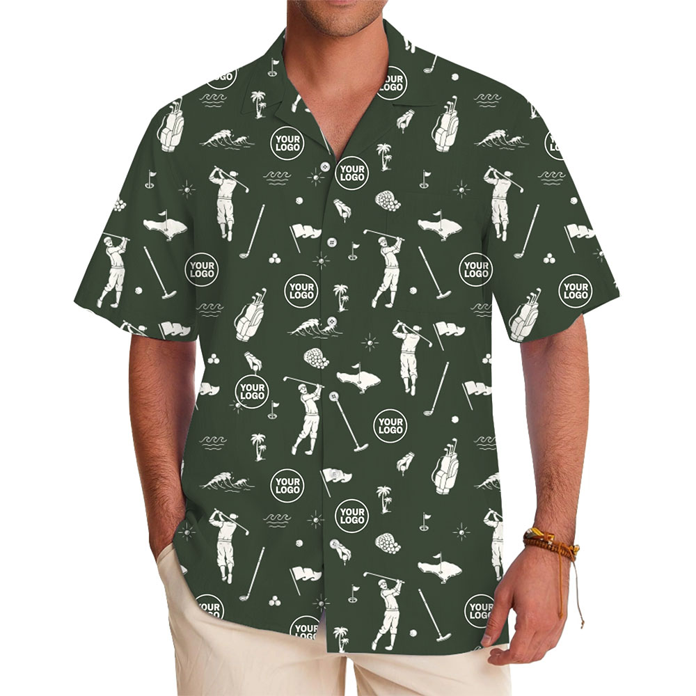 Customize Company Logo Golf Themed Hawaiian Shirt - variant image 1