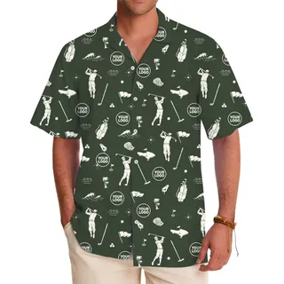 Customize Company Logo Golf Themed Hawaiian Shirt