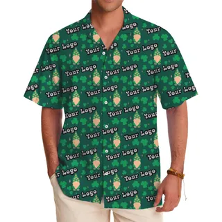 [Live Preview] Custom Logo St. Patrick’s Day Leprechaun Hawaiian Shirt