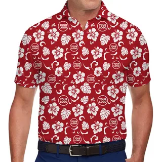 Vibrant Custom Logo Hibiscus Polo Shirt With Live Preview