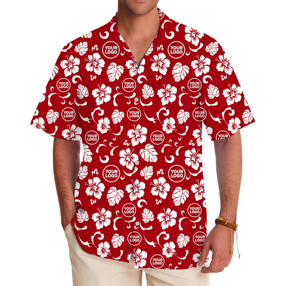 Vibrant Custom Logo Hibiscus Hawaiian Shirt With Live Preview - variant image 1