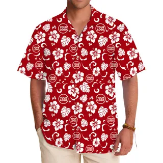 Vibrant Custom Logo Hibiscus Hawaiian Shirt With Live Preview