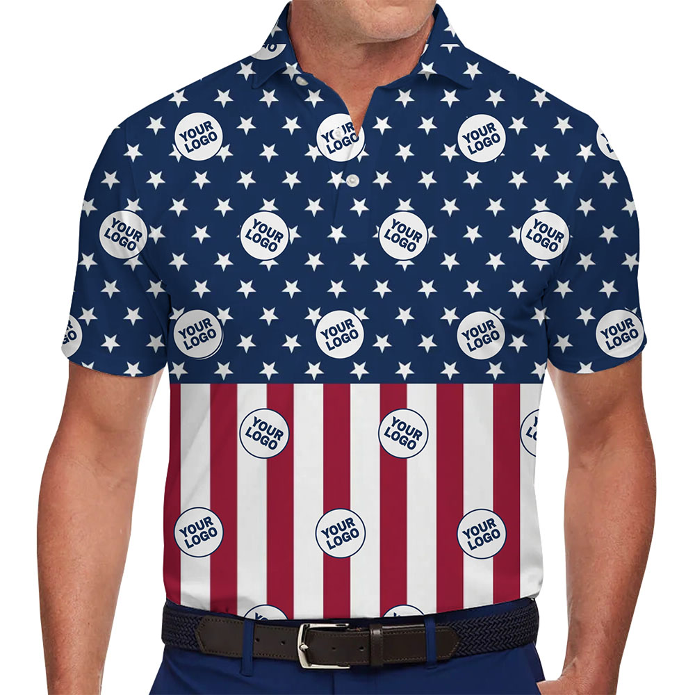 Patriotic Brand Collared Polo Shirt With Custom Logo - variant image 1