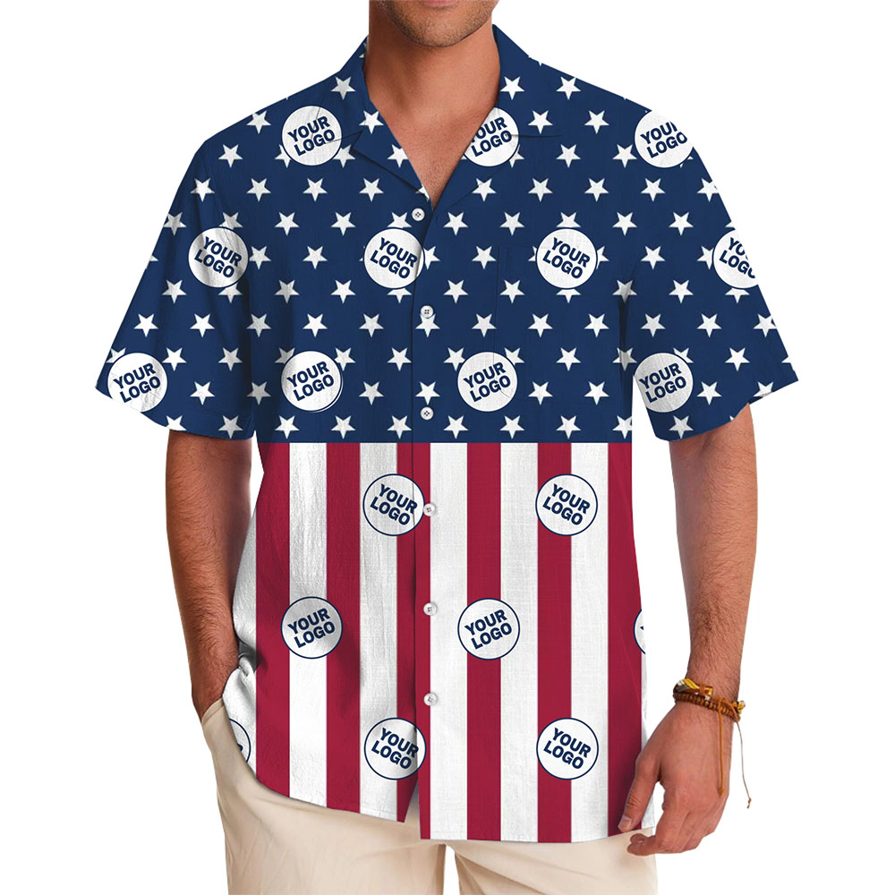 Custom Logo Red White Blue Hawaiian Shirt - variant image 1