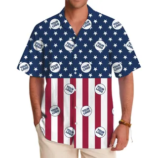 Custom Logo Red White Blue Hawaiian Shirt