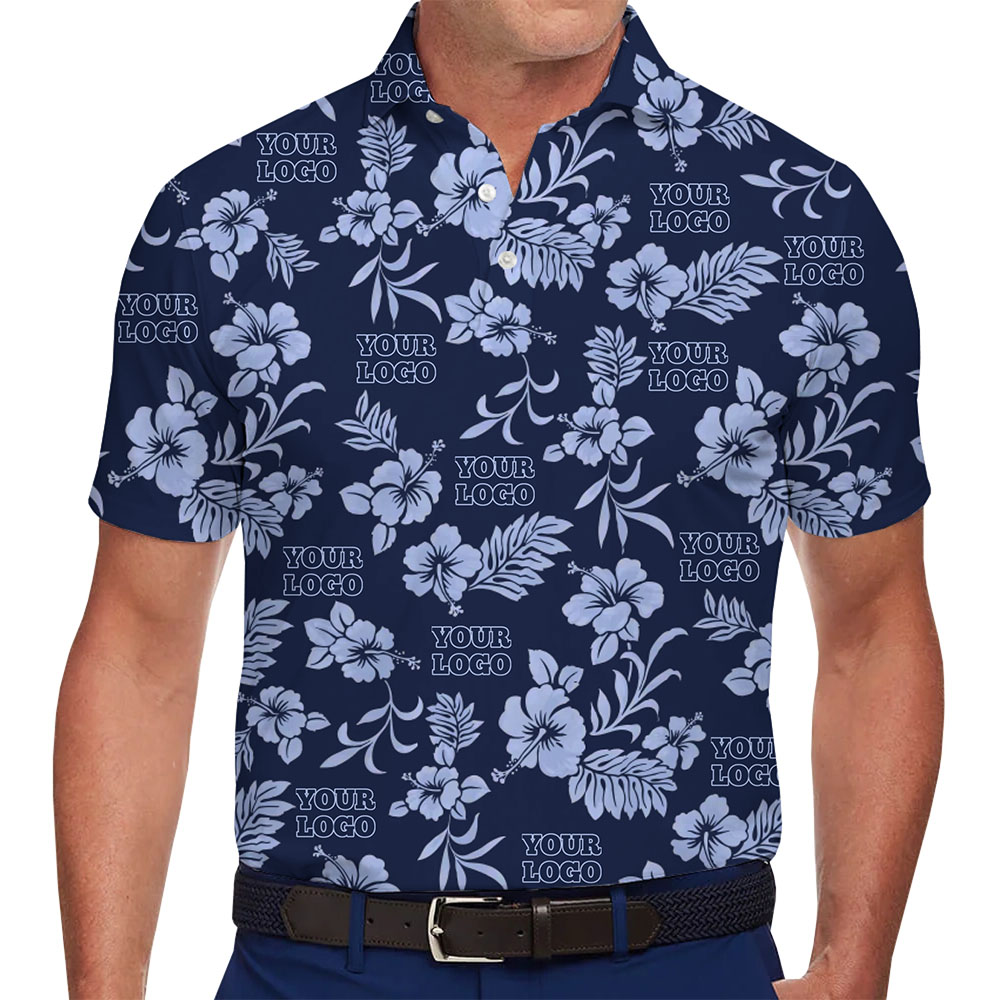 Custom Logo Hibiscus Flowers Polo Shirt With Instant Preview - variant image 1