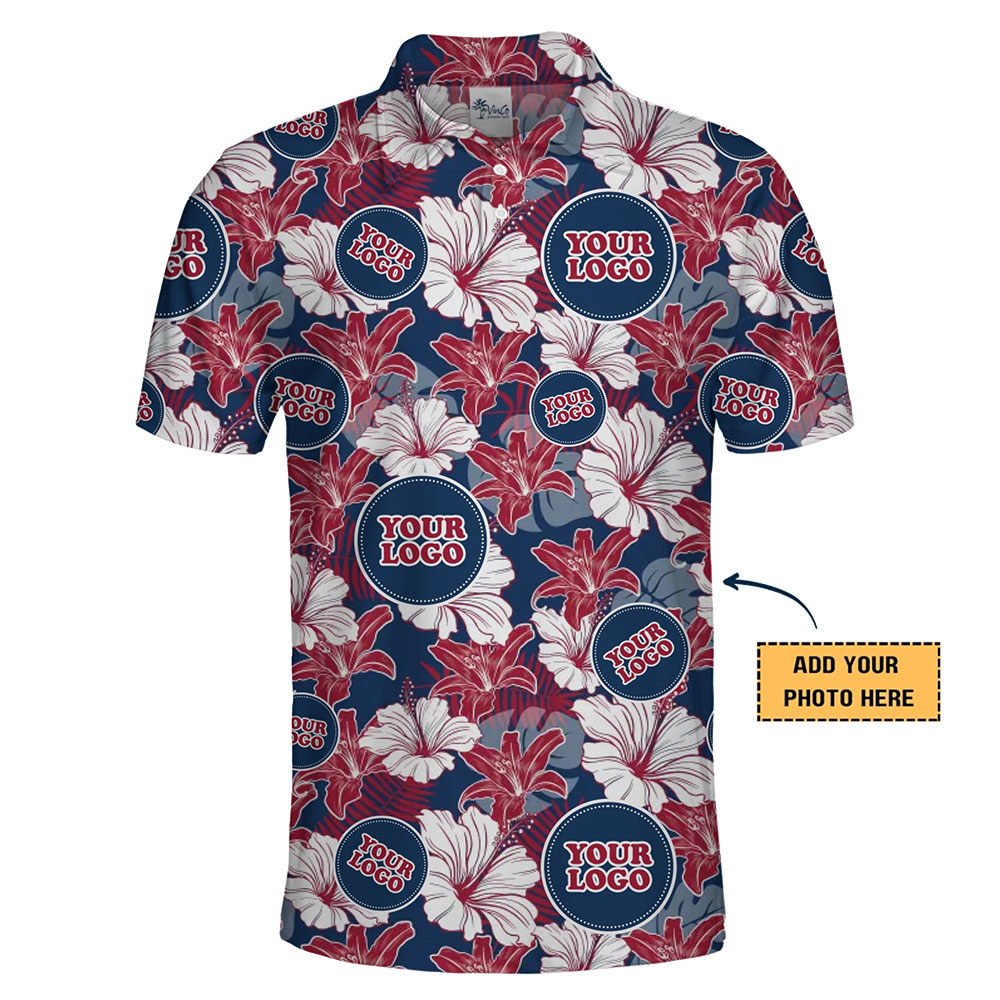 Custom Logo Patriotic Hibiscus Polo Shirt